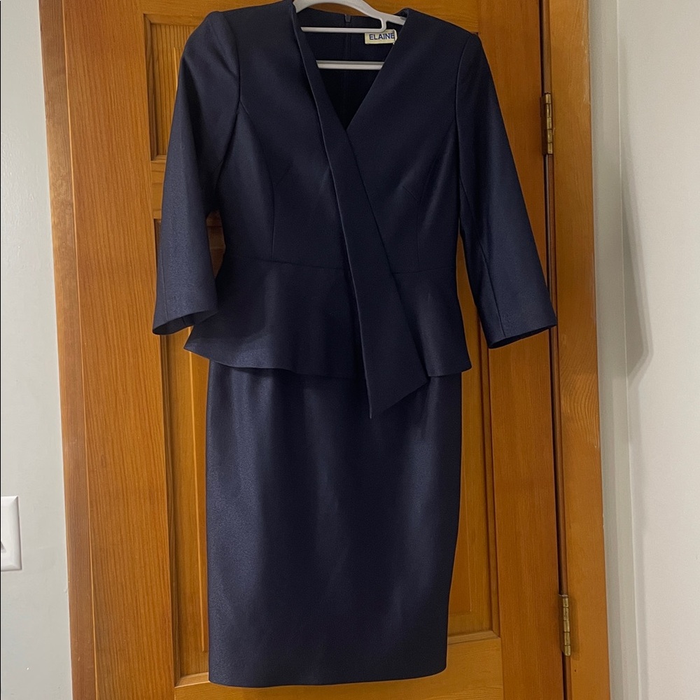 Elaine Navy Peplum Dress